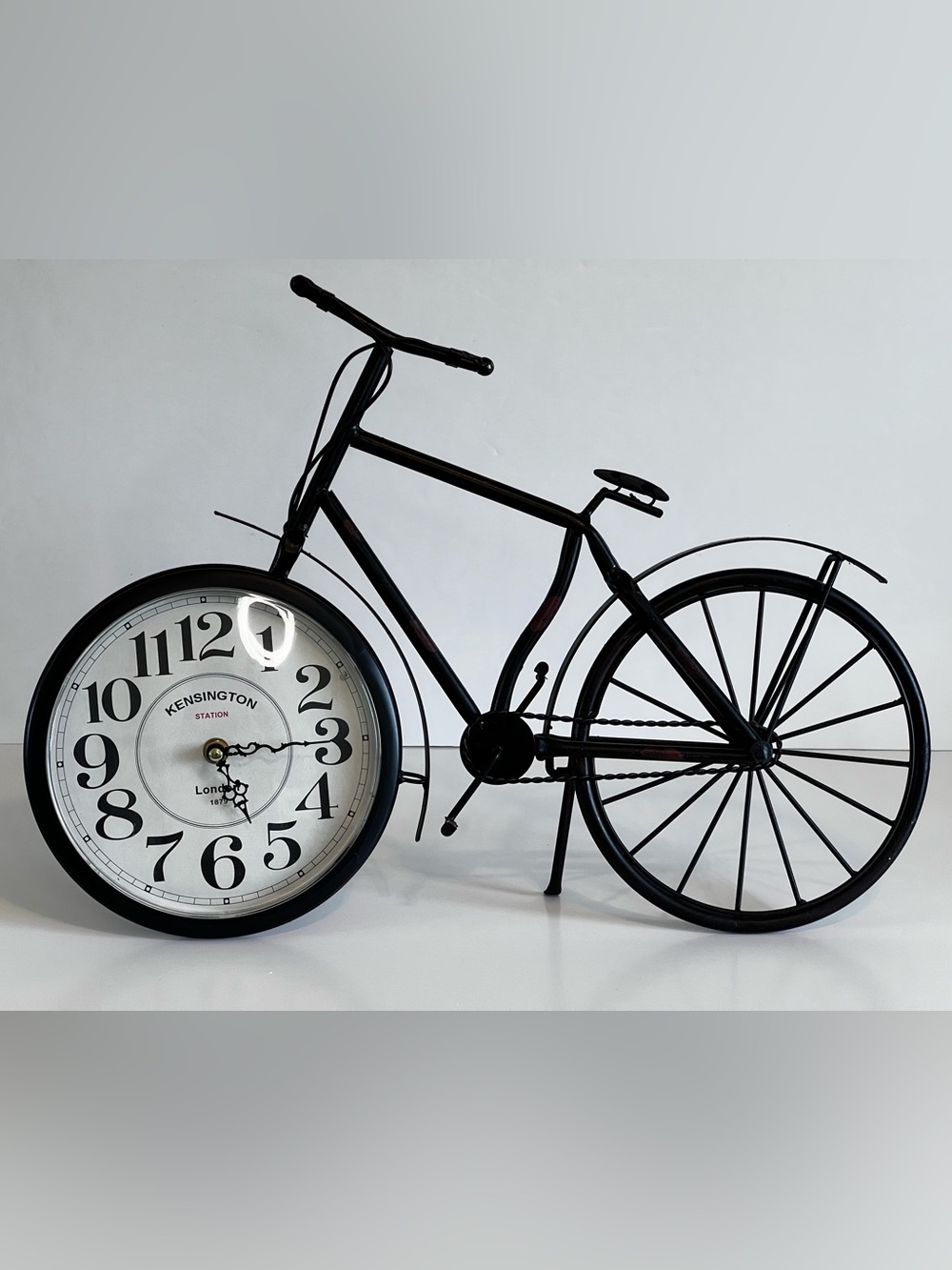 Retro Bicycle Metal Clock Freestanding or Wall Mount Kensington Station London